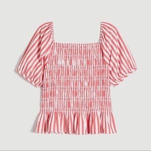 NWT Ann Taylor Striped Smocked Peplum Top